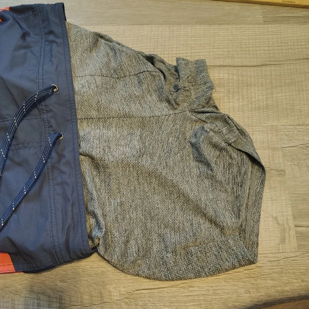 Fair Harbor Mens Board Shorts Navy Orange Chevron Swim Trunks Liner Size Medium
